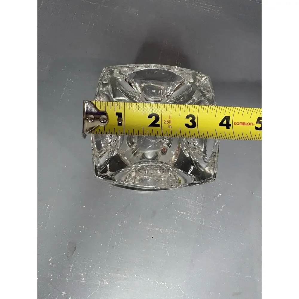 MCM RUDOLF JURNIKL Bohemian Glass Cube Optic Candle Holder Taper Or Votives